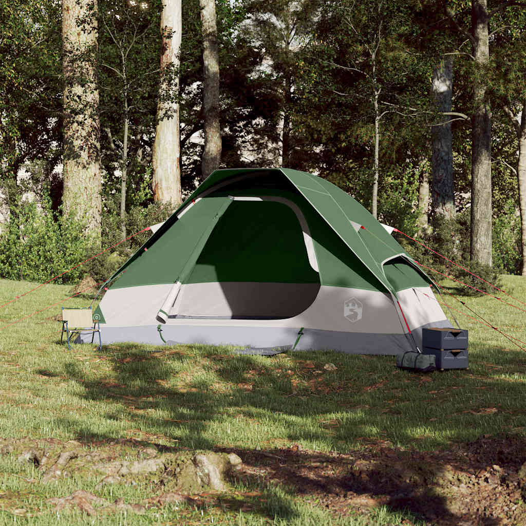 Tenda familiar em cúpula para 6 pessoas impermeável verde