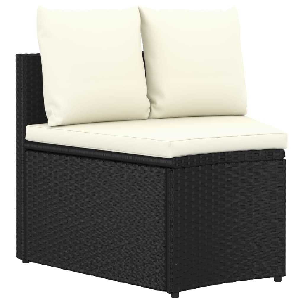 5 Pcs conjunto sofás de jardim c/ almofadões vime PE preto