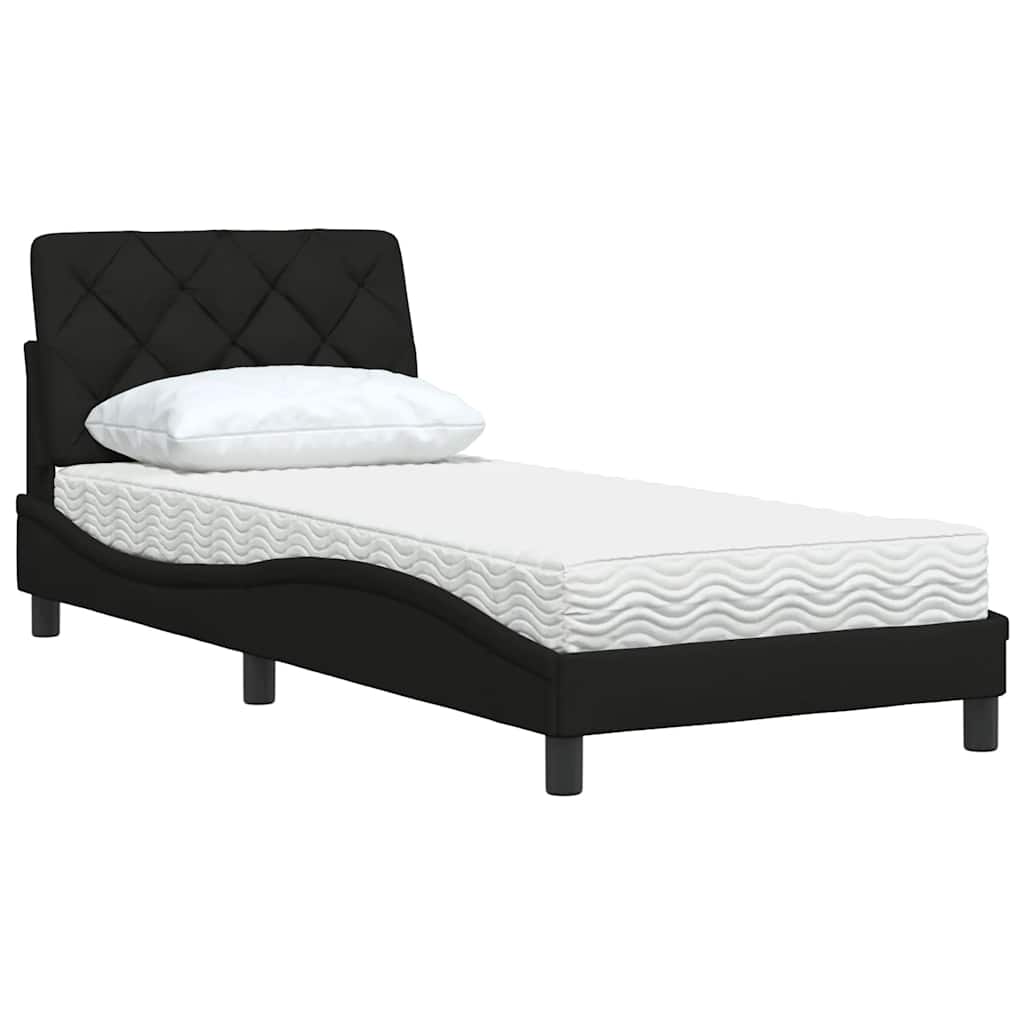 Cama com colchão 90x190 cm tecido preto