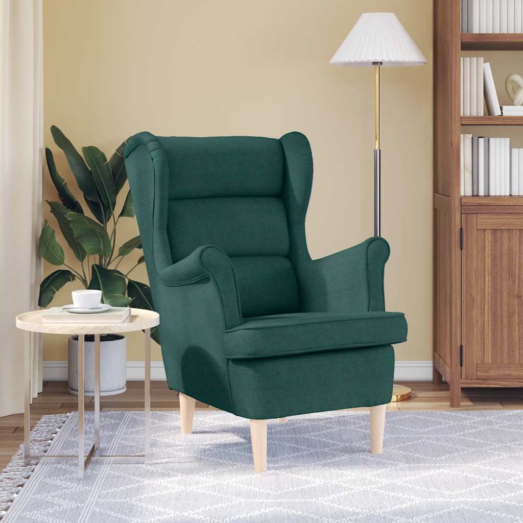 Cadeira com apoio de braços 74x84x100 cm tecido verde-escuro