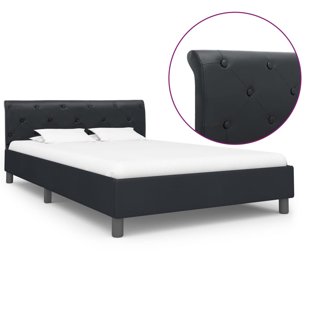 Estrutura de cama 140x200 cm couro artificial preto