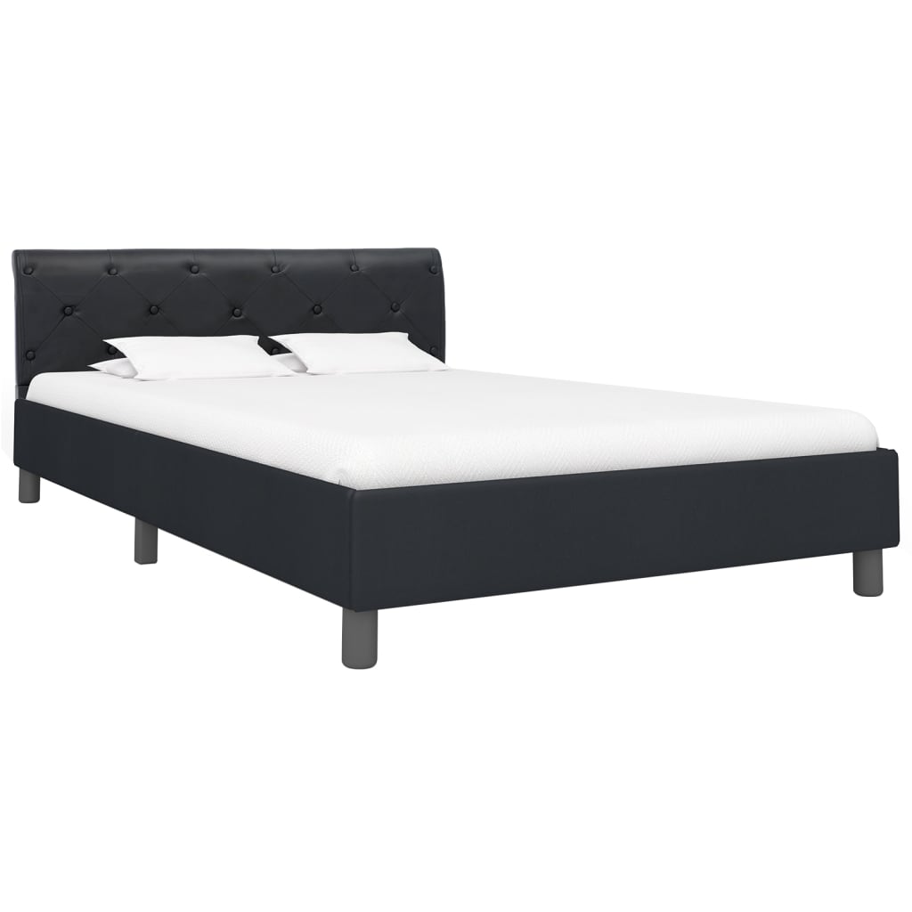 Estrutura de cama 140x200 cm couro artificial preto