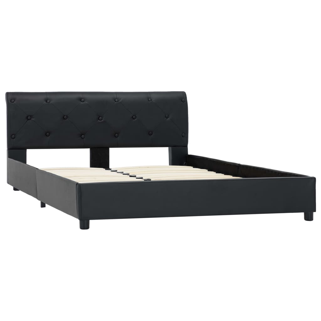 Estrutura de cama 140x200 cm couro artificial preto