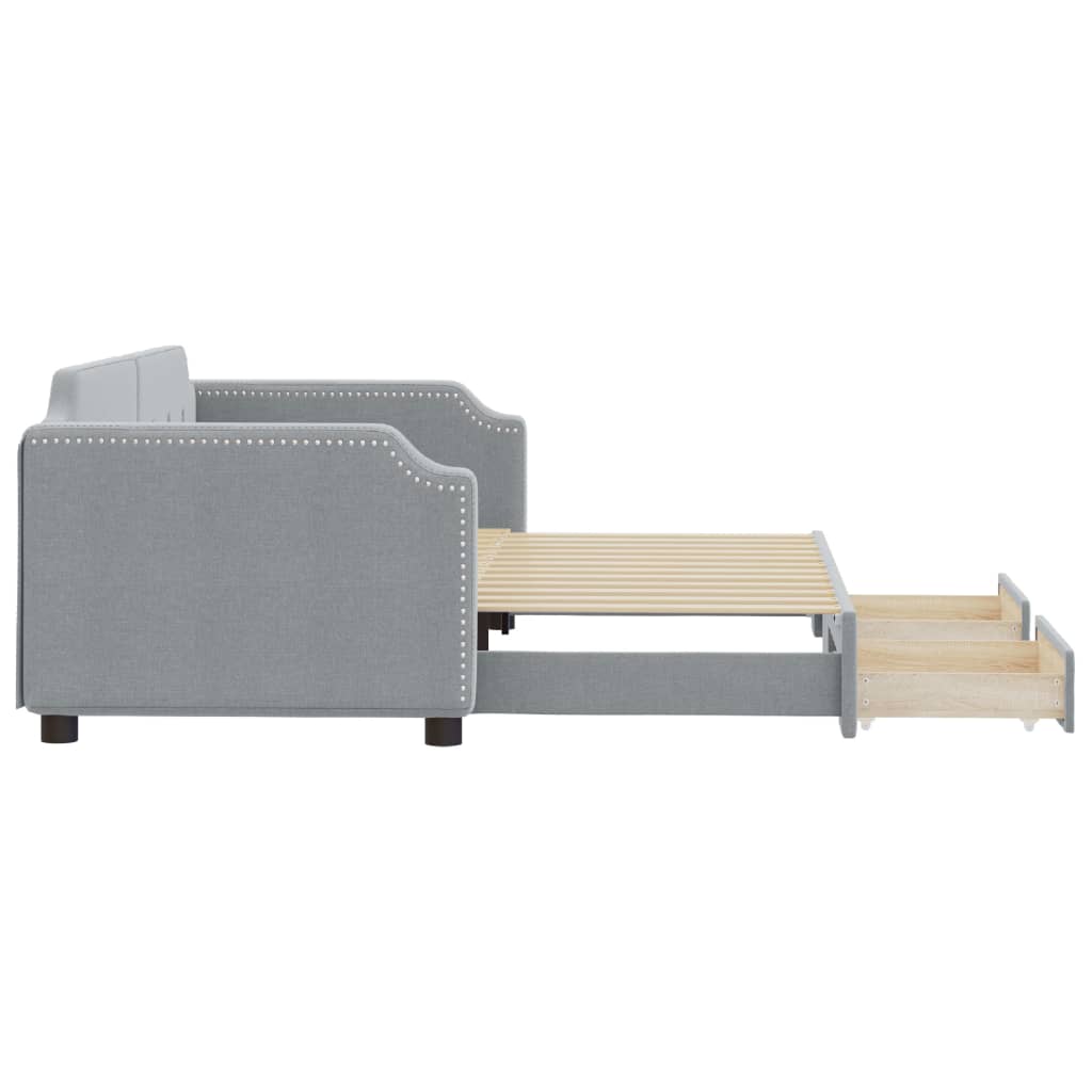 Sofá-cama c/ gavetão e gavetas 90x190 cm tecido cinzento-claro