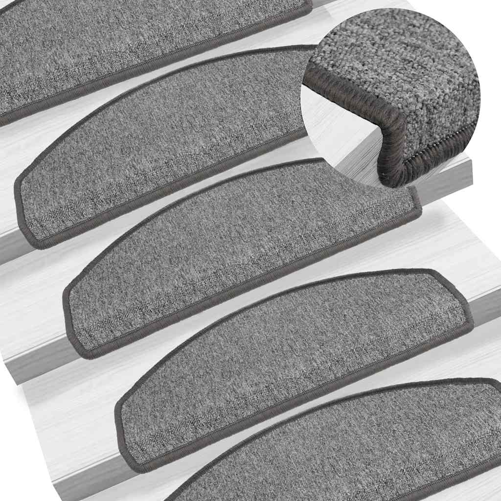 Tapetes de escada 10 peças 65x24x4 cm cinza escuro semicircular grande