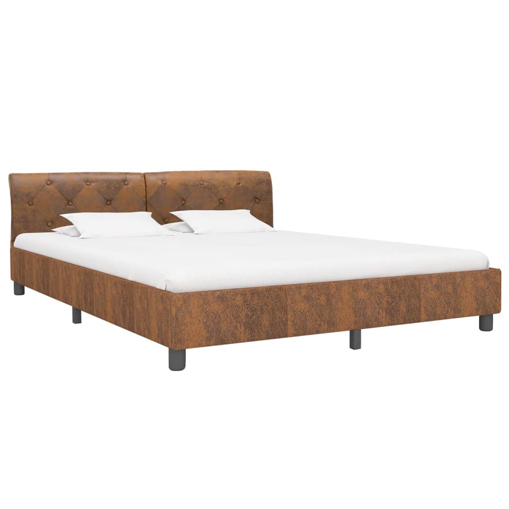 Estrutura de cama 180x200 cm camurça artificial castanho