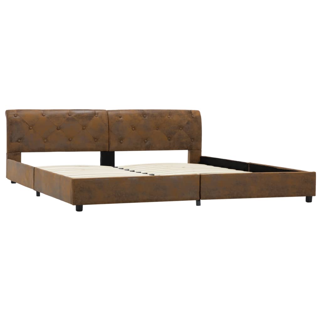 Estrutura de cama 180x200 cm camurça artificial castanho