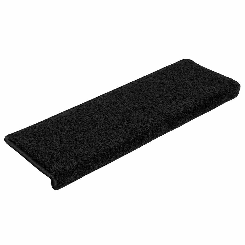 Tapetes de escada 20 peças 65x21x4 cm pretos com borda retangular