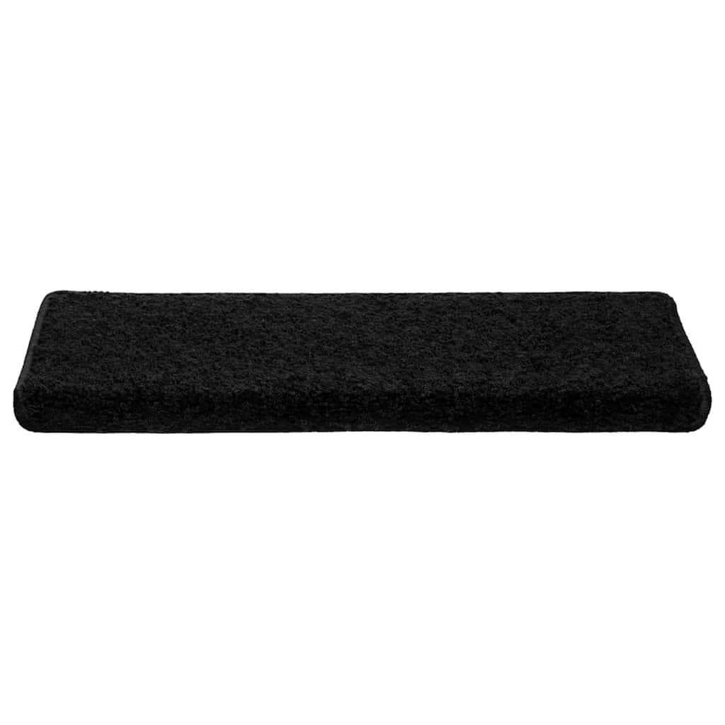 Tapetes de escada 20 peças 65x21x4 cm pretos com borda retangular