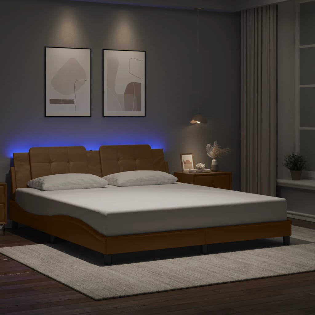 Estrutura de cama com LED sem colchão zadar 180x200 cm cappuccino