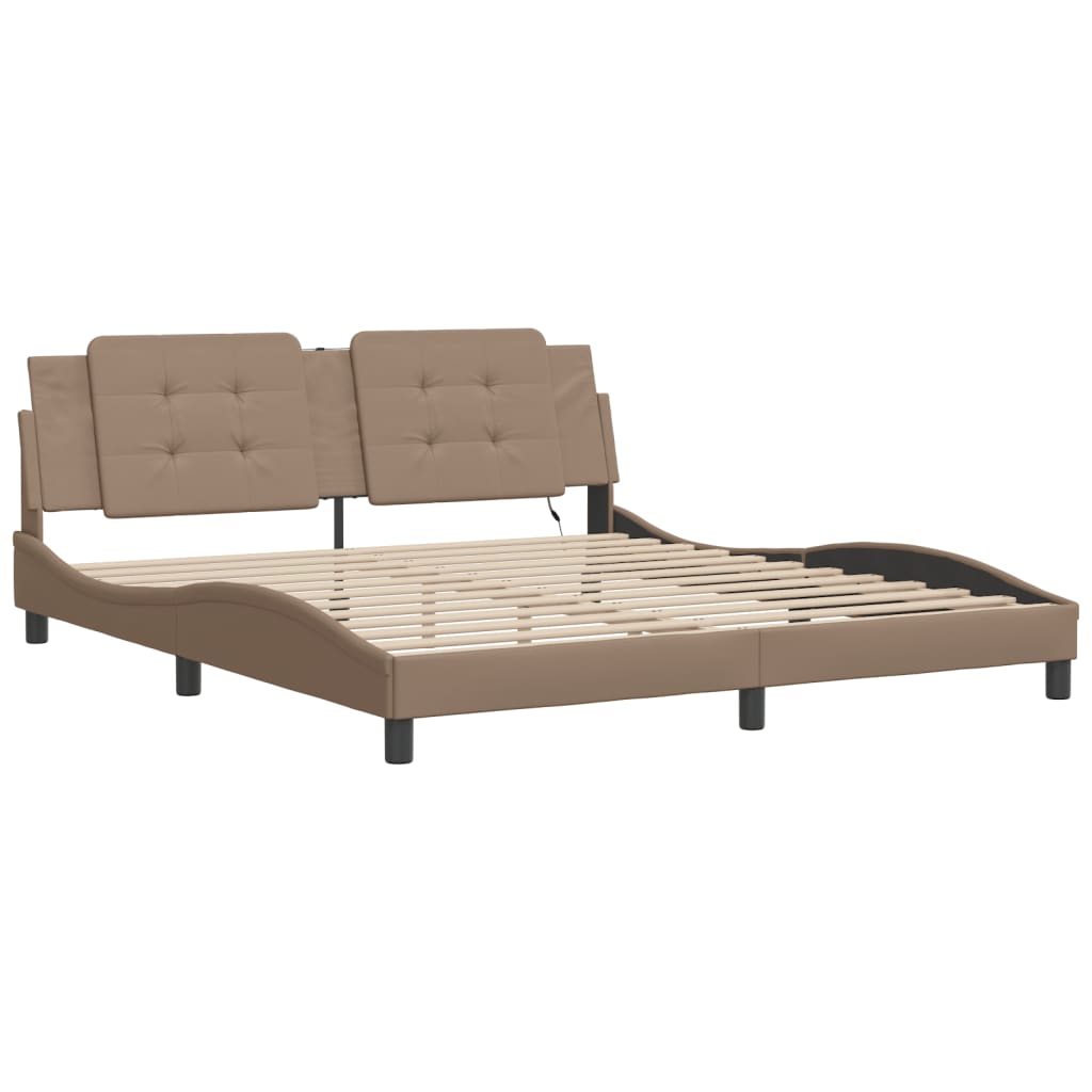 Estrutura de cama com LED sem colchão zadar 180x200 cm cappuccino