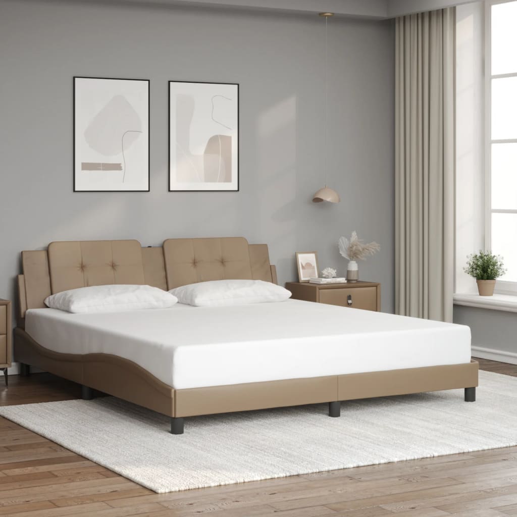 Estrutura de cama com LED sem colchão zadar 180x200 cm cappuccino