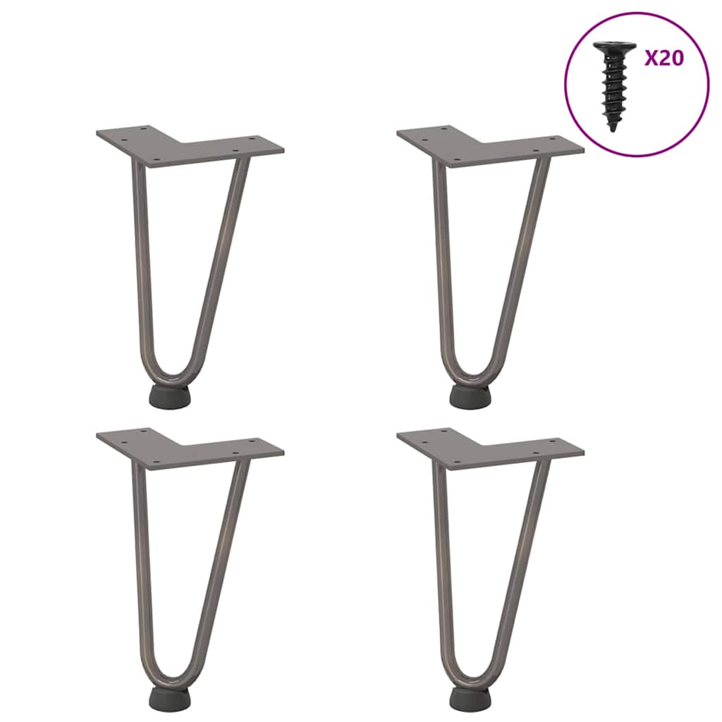 Pernas de grampo para mesa de centro 4 peças aço natural 20 cm aço maciço