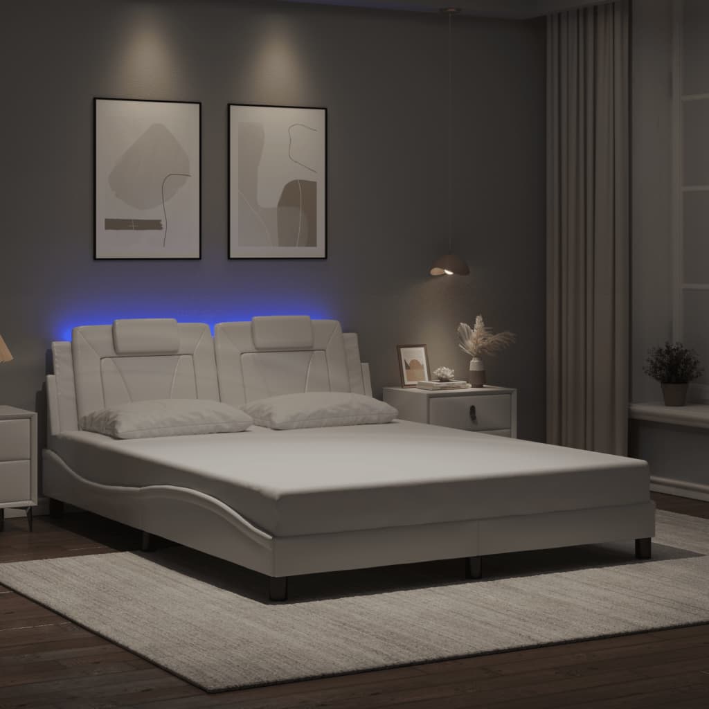 Estrutura de cama viana com LED sem colchão 160x200 cm branco
