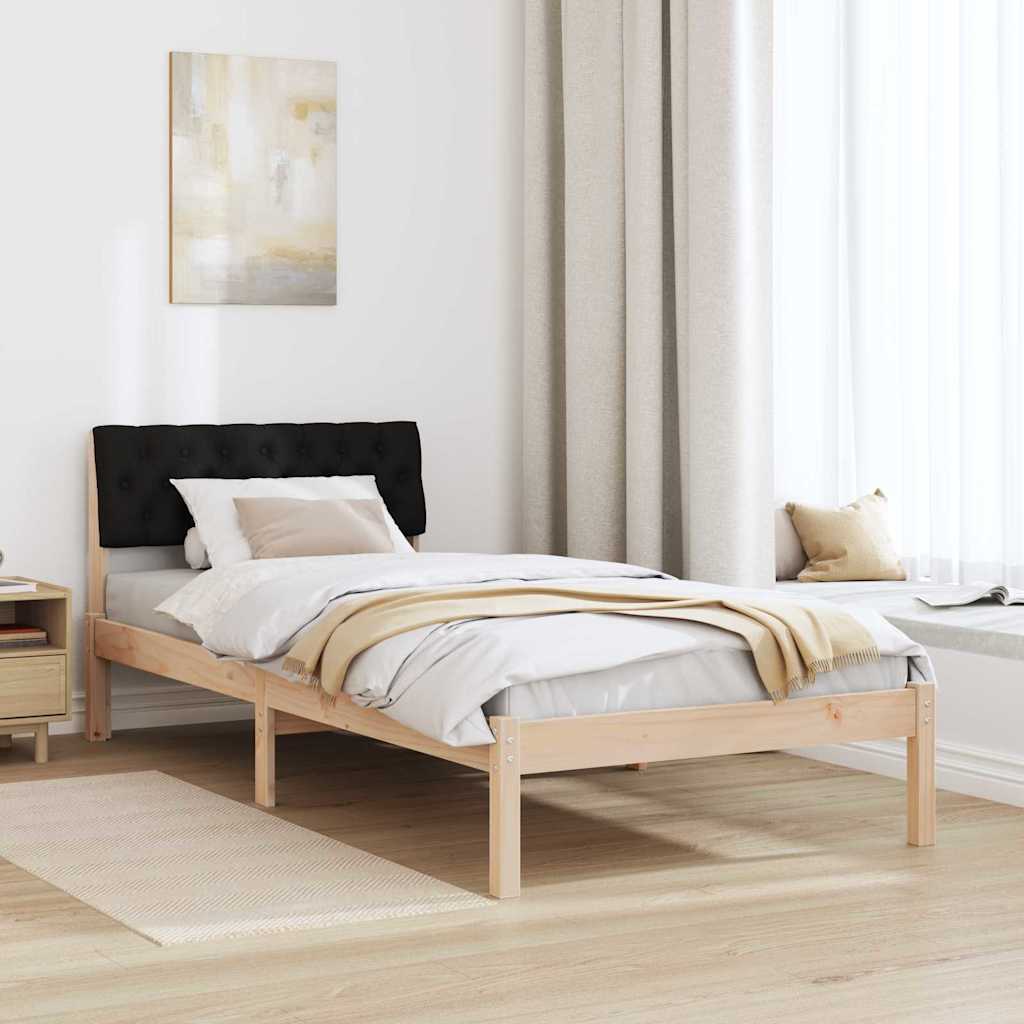 Estrutura da cama com cabeceira castanho e preto 90 x 190 cm