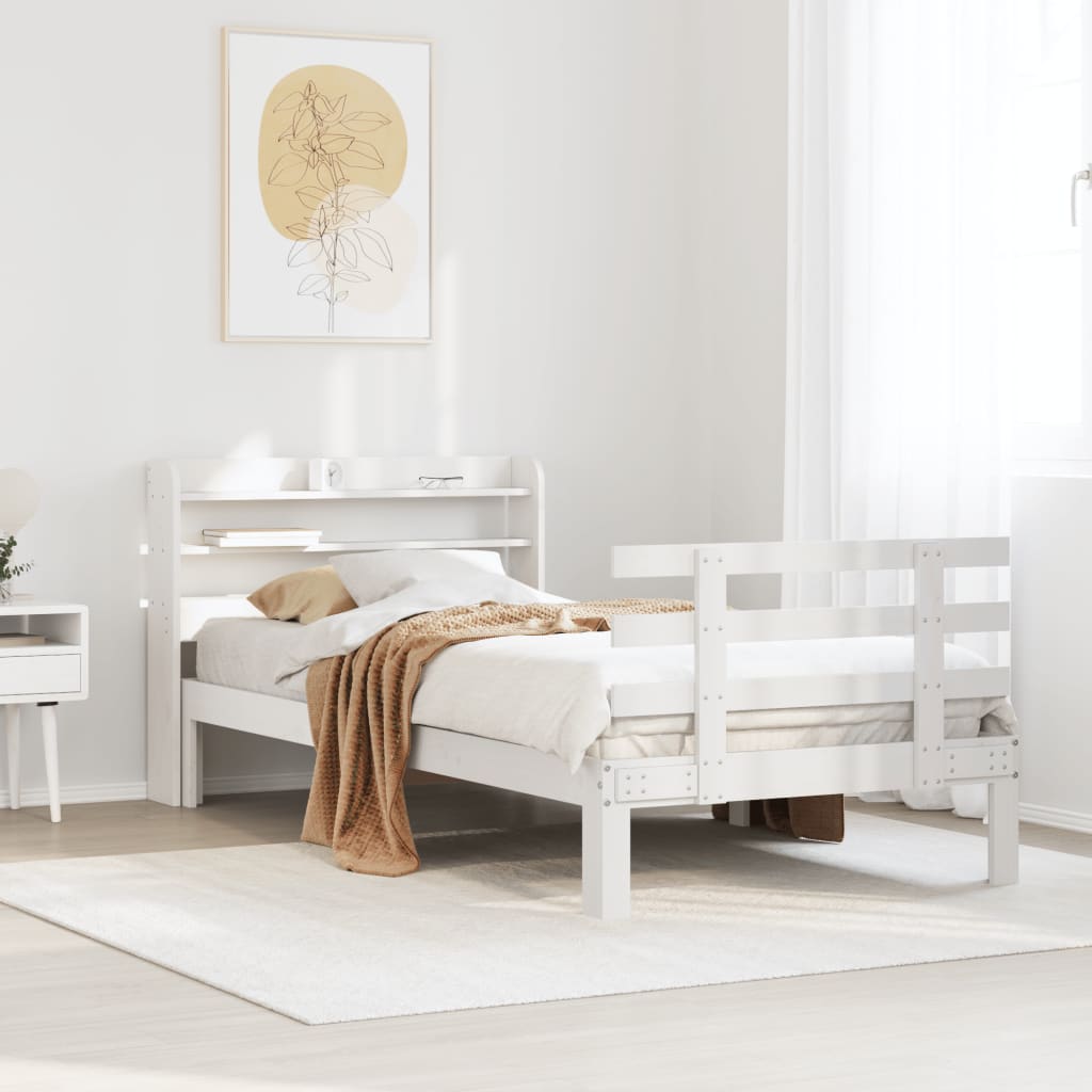 Estrutura de cama c/ cabeceira sem colchão 100x200 cm branco