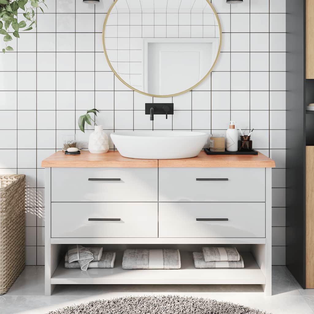 Bancada p/ wc 140x50x(2-4) cm madeira maciça tratada castanho