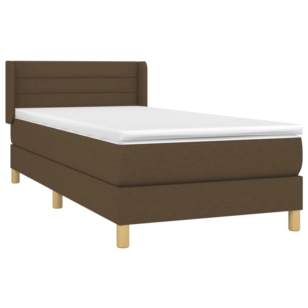 Cama com molas/colchão 90x200 cm tecido castanho-escuro
