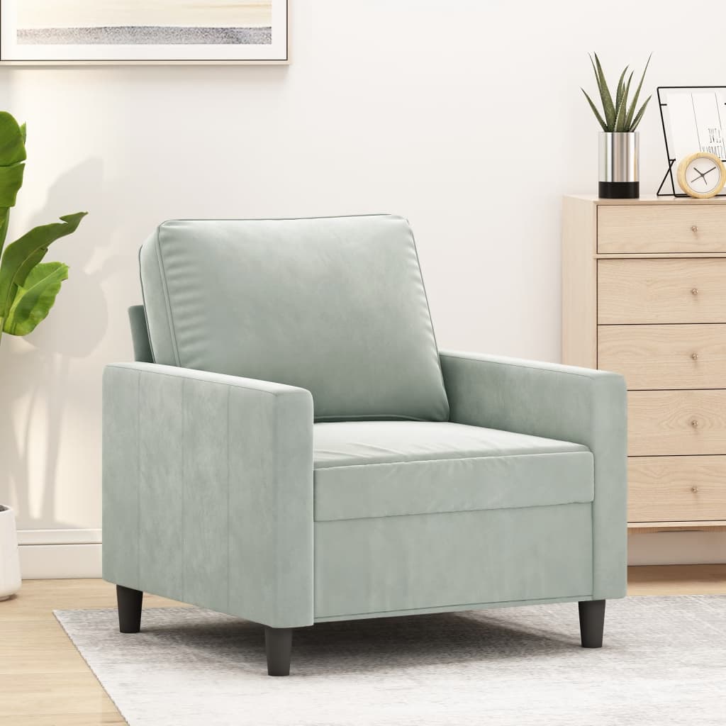 Poltrona 60 cm veludo cinzento-claro