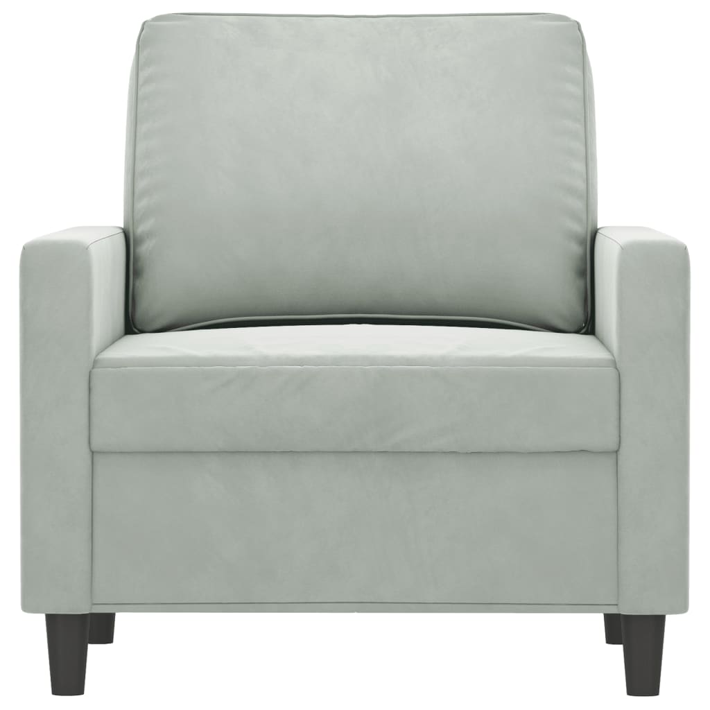 Poltrona 60 cm veludo cinzento-claro