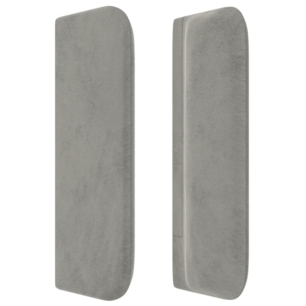 Cabeceira de cama c/ abas veludo 93x16x78/88 cm cinzento-claro