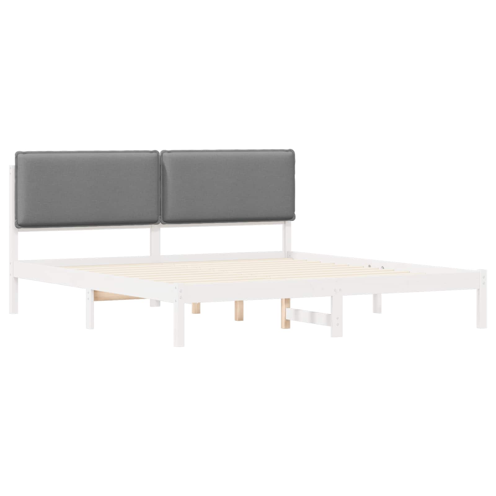 Estrutura de cama com cabeceira estofada cinzento-claro