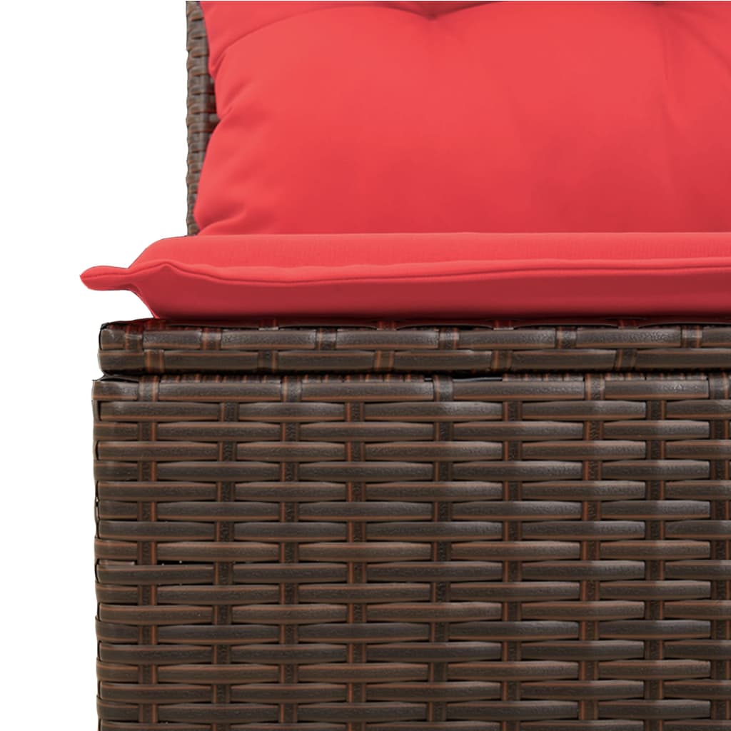 Conjunto de sofá de jardim com 9 peças e almofadas em rattan sintético marrom