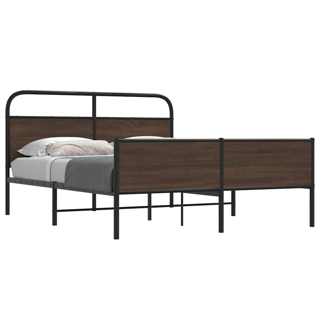 Estrutura cama sem colchão 150x200cm metal carvalho castanho