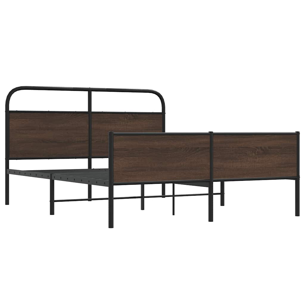 Estrutura cama sem colchão 150x200cm metal carvalho castanho