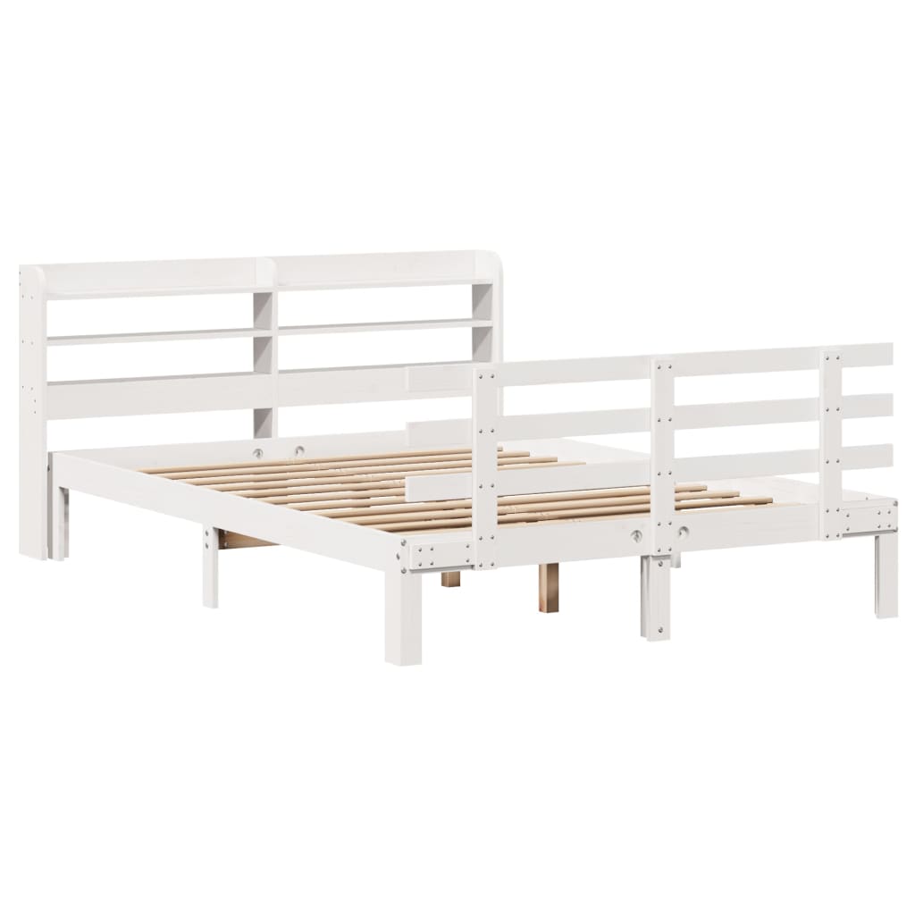 Estrutura de cama c/ cabeceira 150x200 cm pinho maciço branco