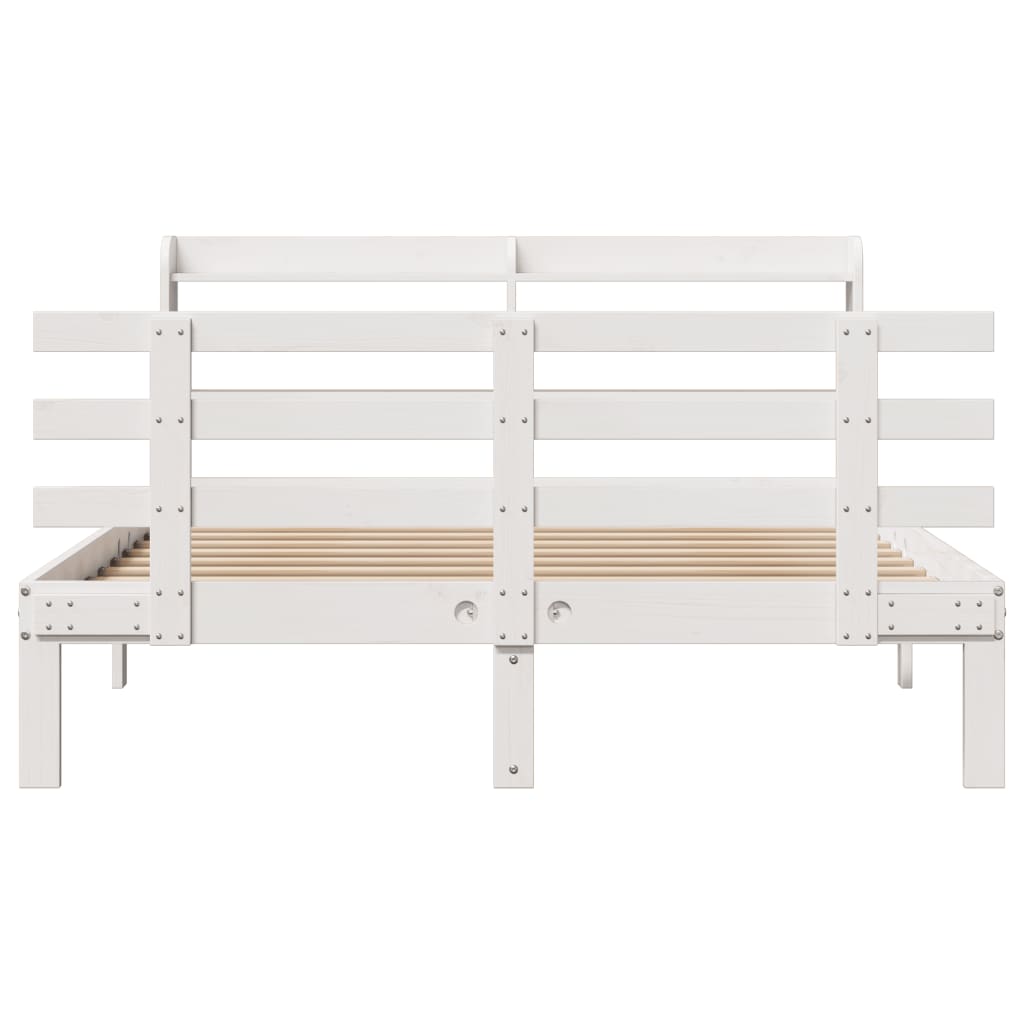 Estrutura de cama c/ cabeceira 150x200 cm pinho maciço branco