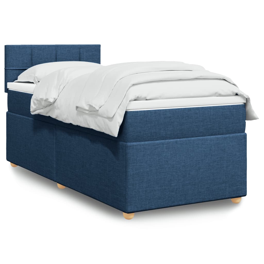 Cama com molas/colchão 90x190 cm tecido azul