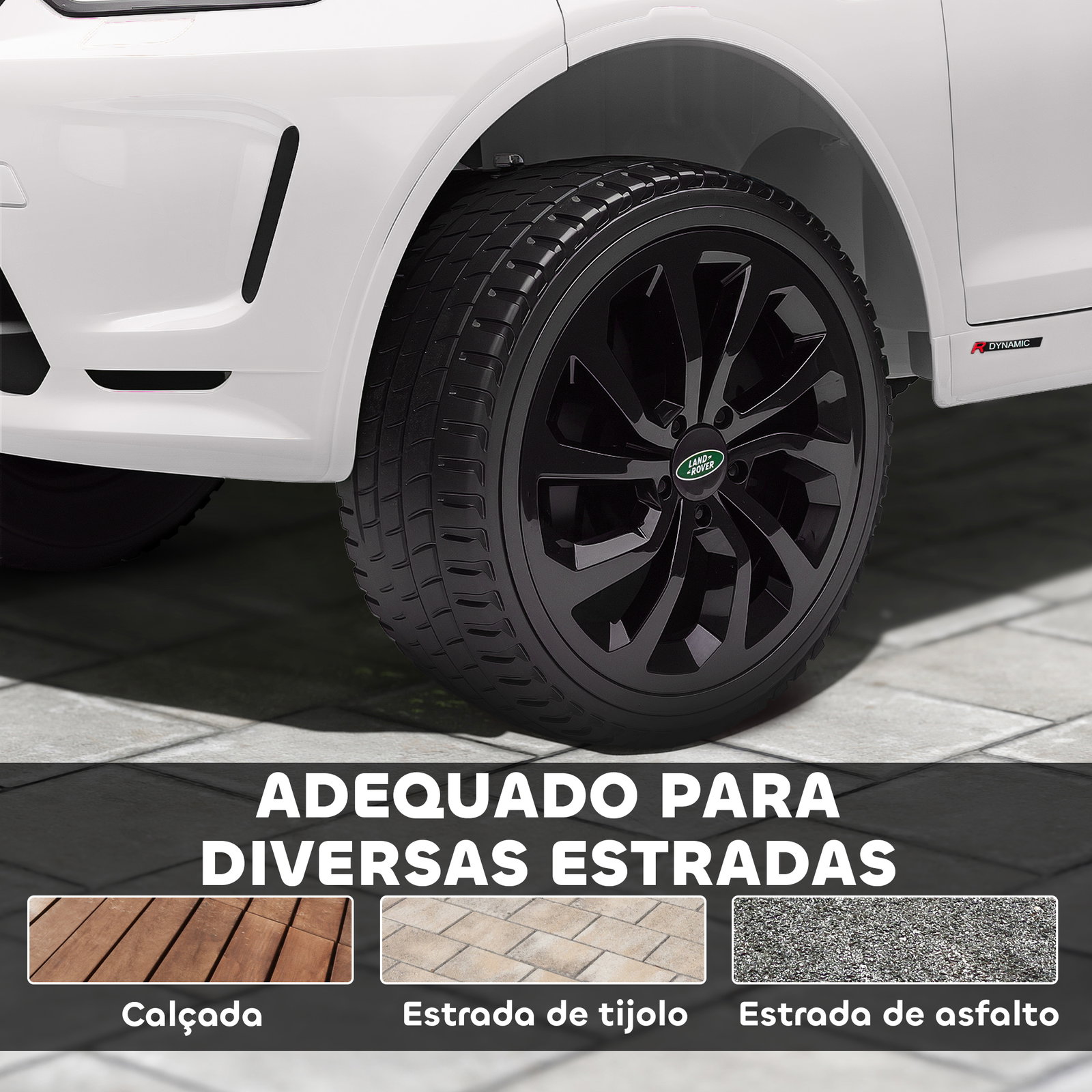 Carro elétrico para crianças acima de 3 anos com licença land rover discovery sport carro elétrico infantil com bateria 12v controlo remoto faróis buzina e música 106x65,5x51 cm branco