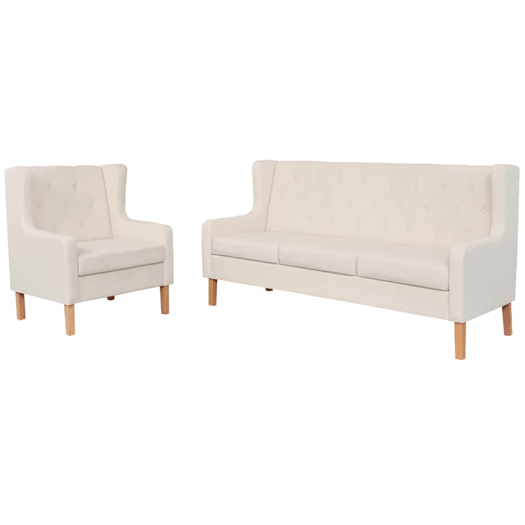 Conjunto de sofás 2 pcs tecido branco nata