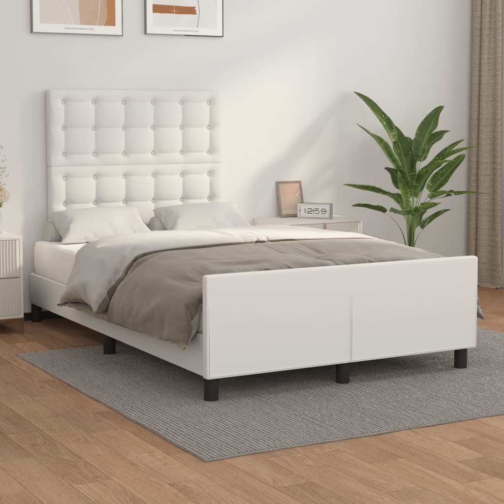 Estrutura de cama sem colchão 120x190cm couro do falso branco