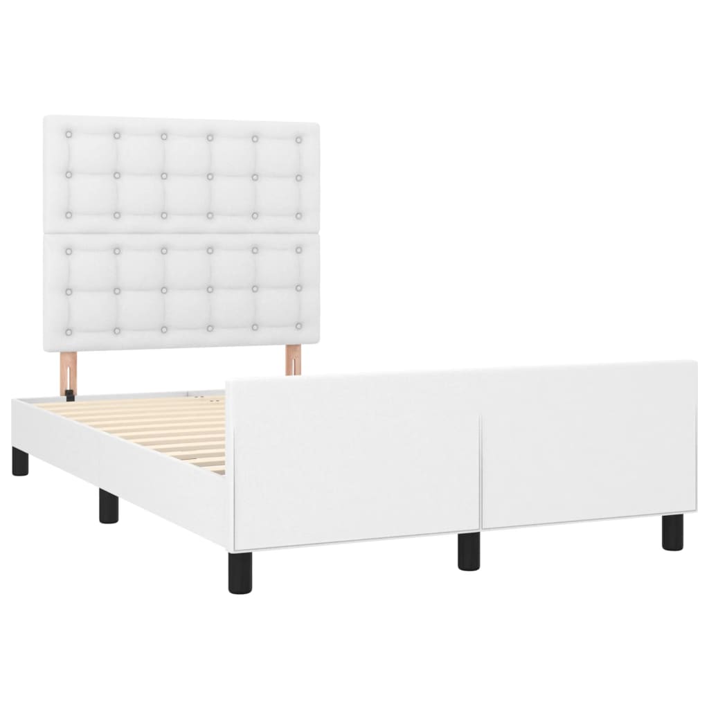 Estrutura de cama sem colchão 120x190cm couro do falso branco