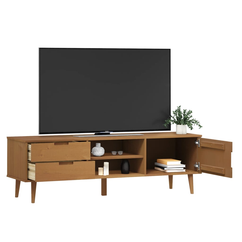 Móvel de TV molde 158x40x49 cm pinho maciço castanho