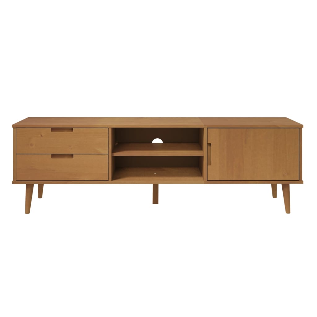 Móvel de TV molde 158x40x49 cm pinho maciço castanho