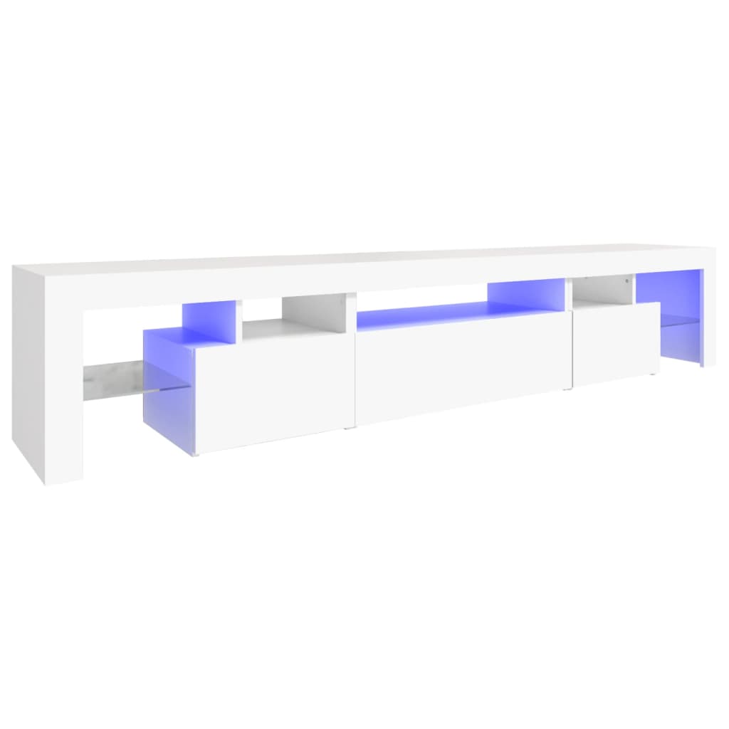 Móvel de TV com luzes LED 215x36,5x40 cm branco