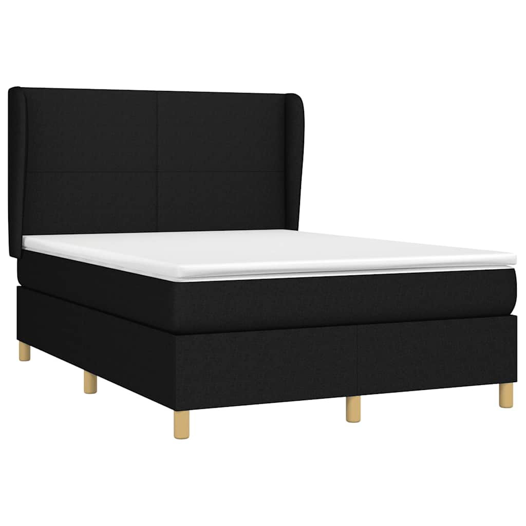 Cama com molas/colchão 140x190 cm tecido preto