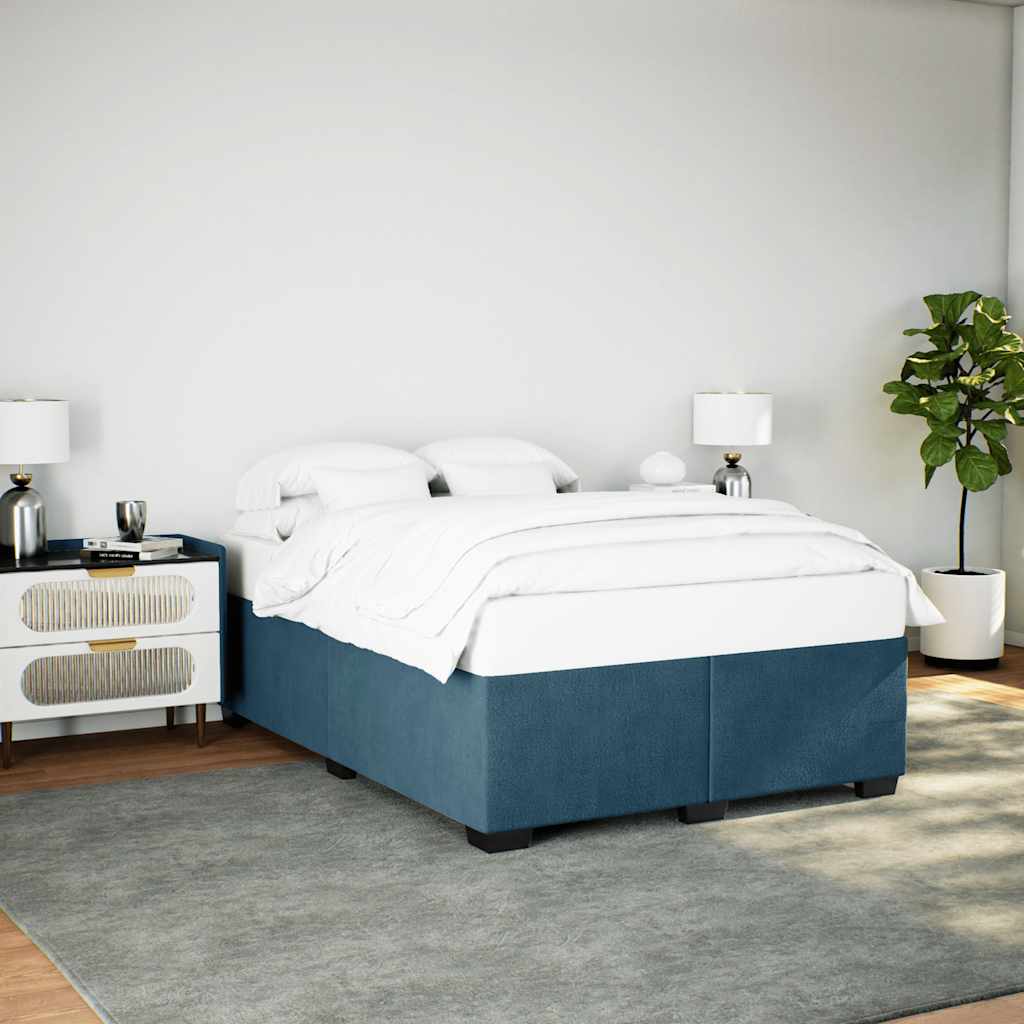 Estrutura de cama 160x200 cm veludo azul