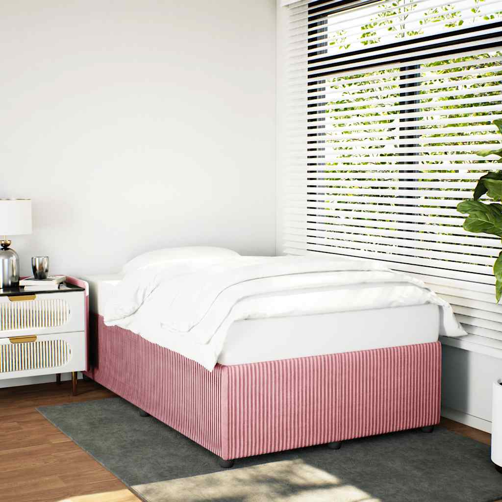 Estrutura de cama com colchão 120x190 cm veludo rosa