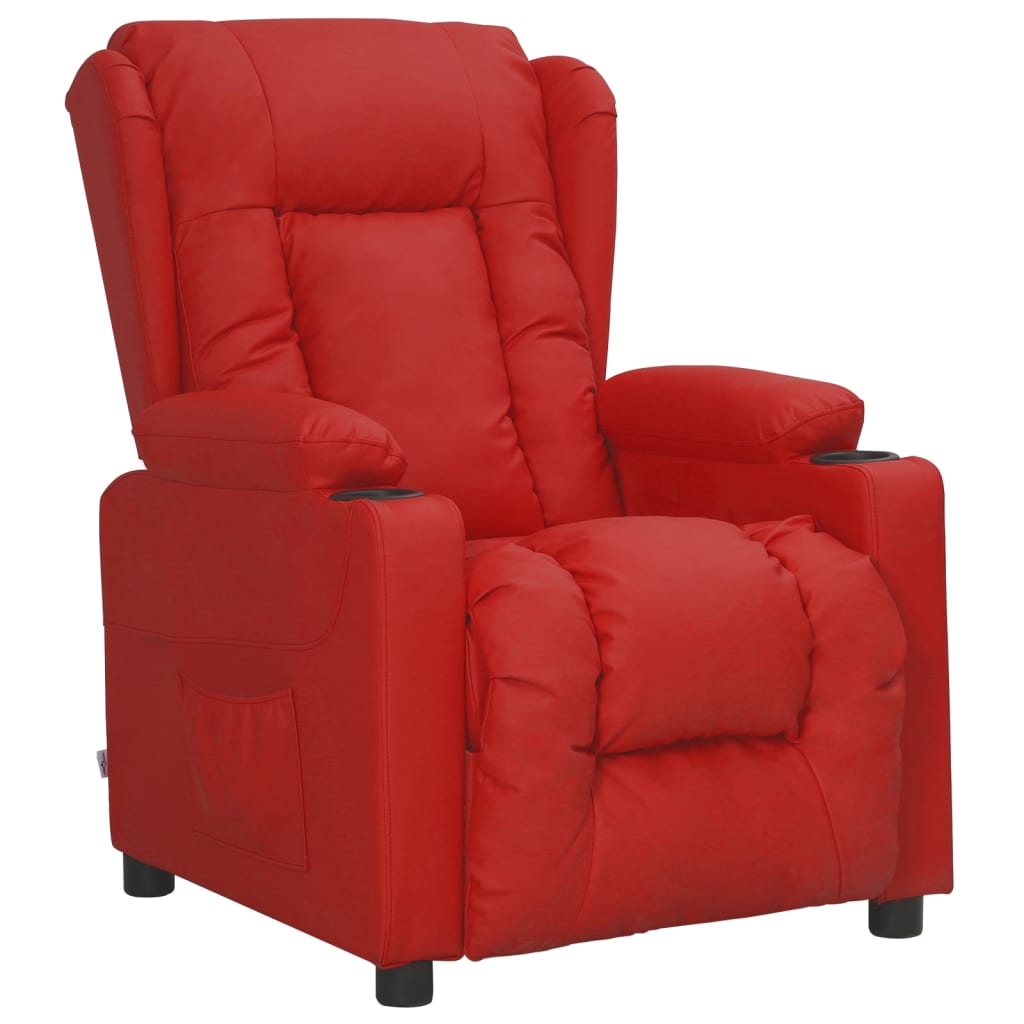 Poltrona reclinável couro artificial vermelho tinto