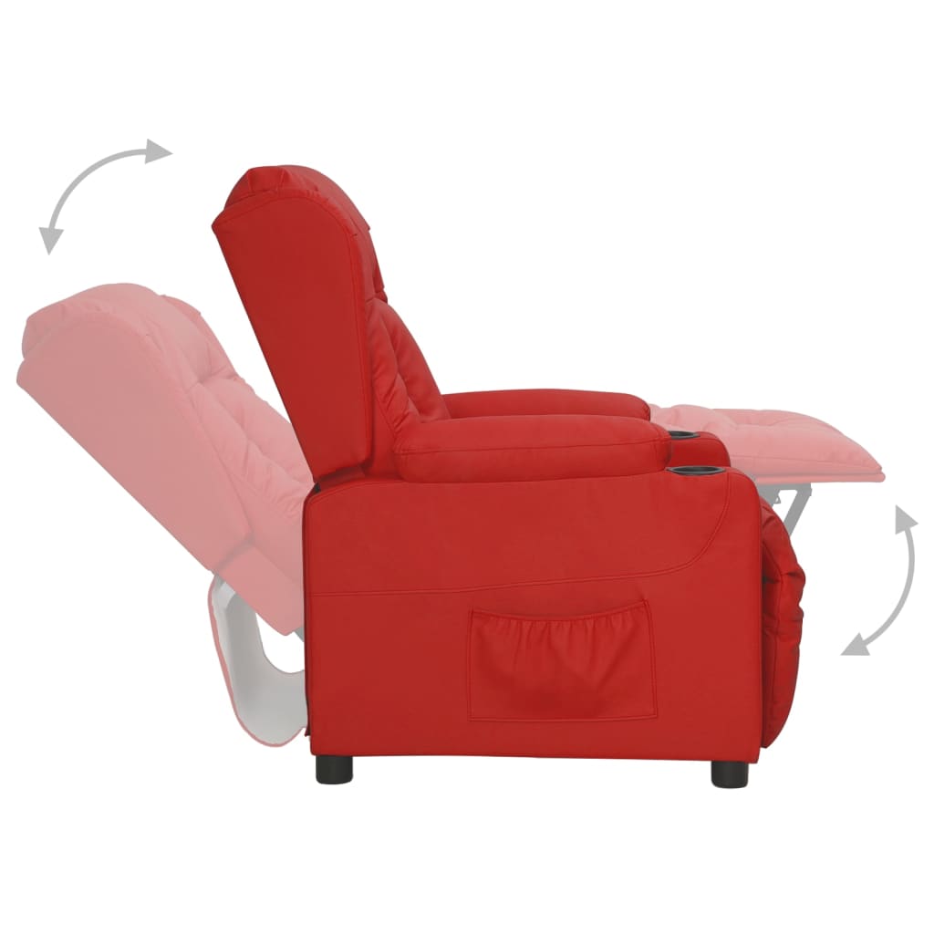 Poltrona reclinável couro artificial vermelho tinto