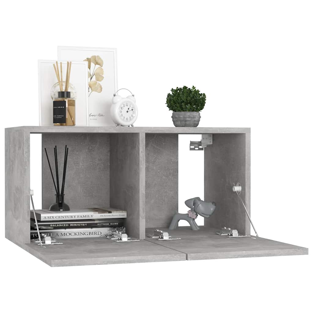 Móveis de TV para parede 2 pcs 60x30x30 cm cinzento cimento