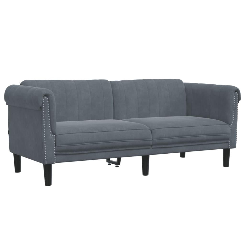 2 Pcs conjunto de sofás veludo cinzento-escuro