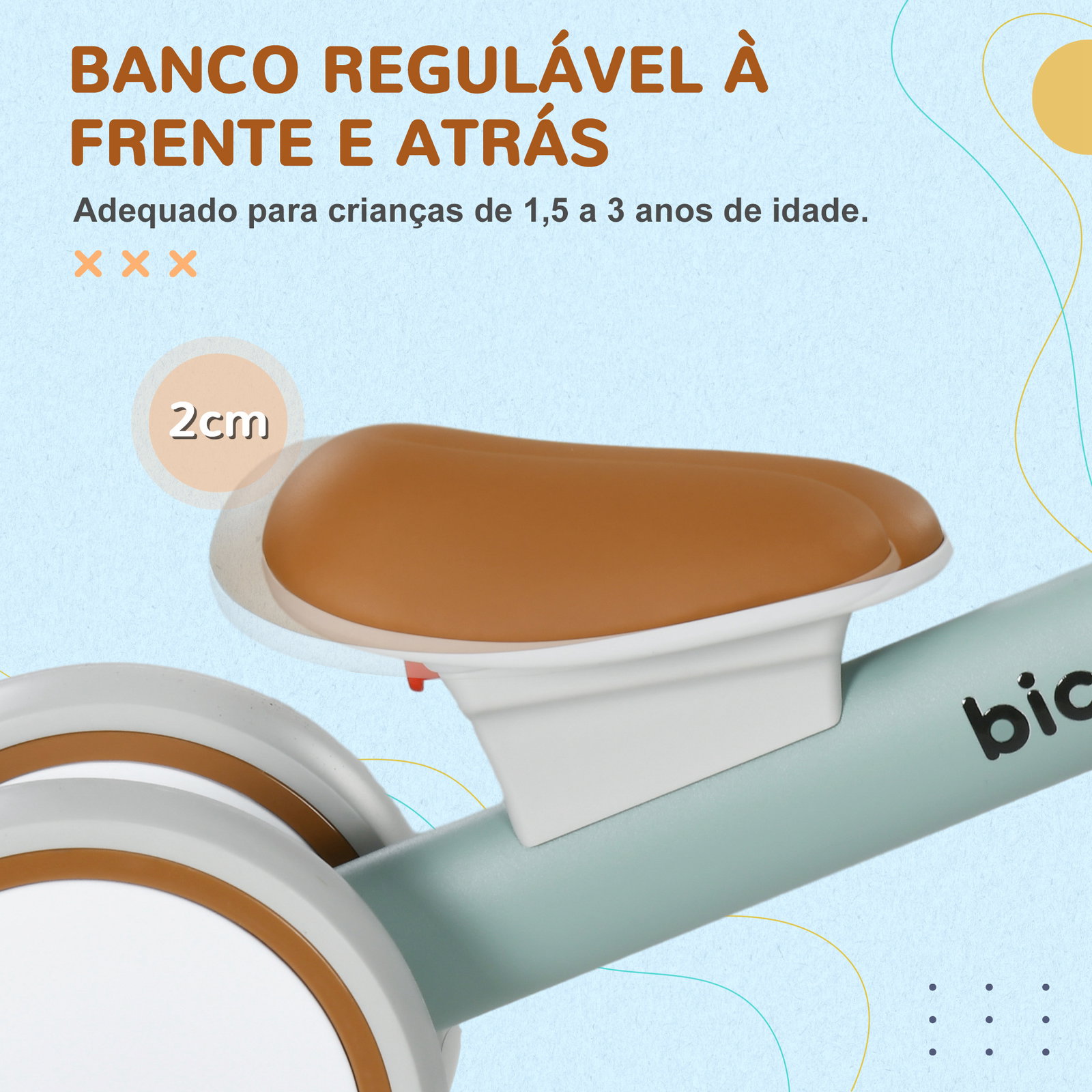 Bicicleta sem pedais para crianças de 12-36 meses bicicleta de equilíbrio com assento ajustável 56x27x39 cm verde
