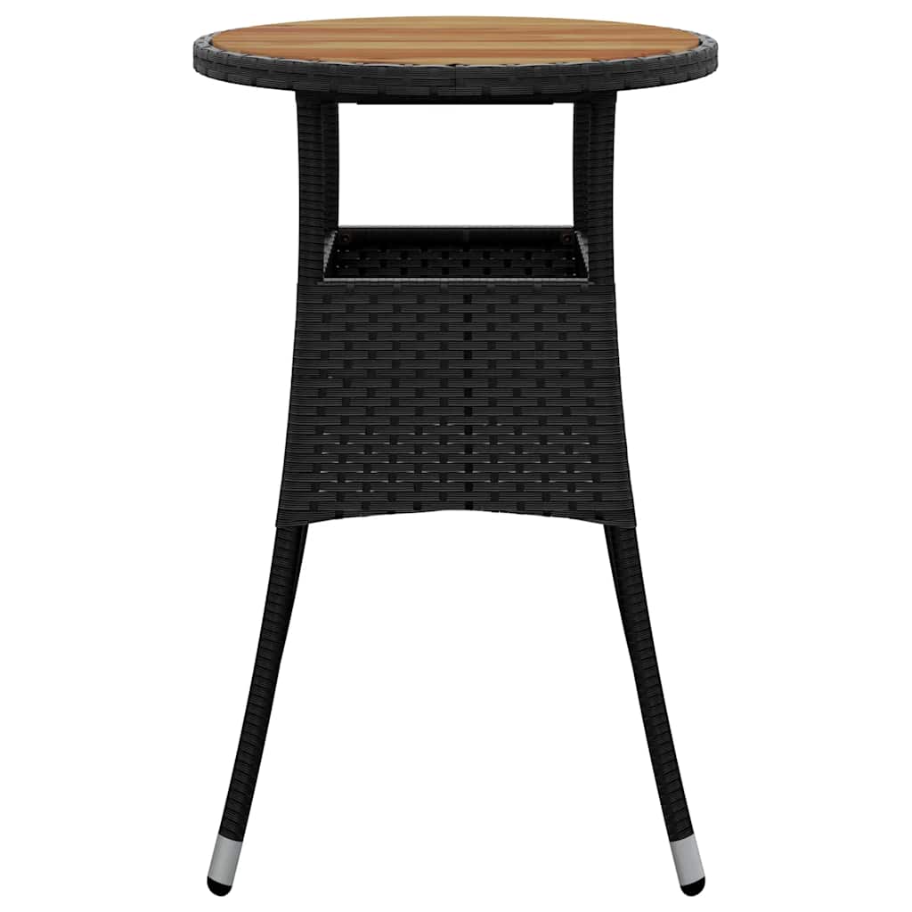 Mesa de jardim ø60x75 cm madeira de acácia e vime PE preto