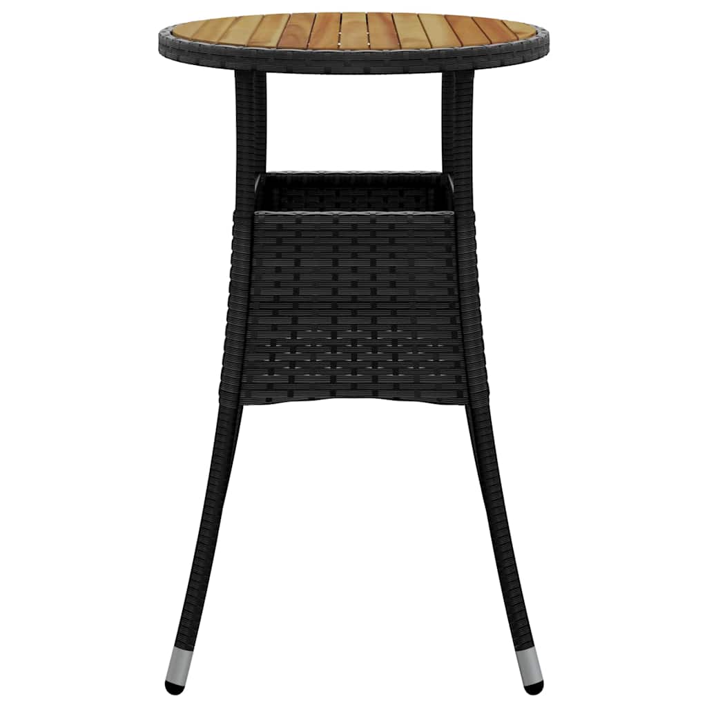 Mesa de jardim ø60x75 cm madeira de acácia e vime PE preto