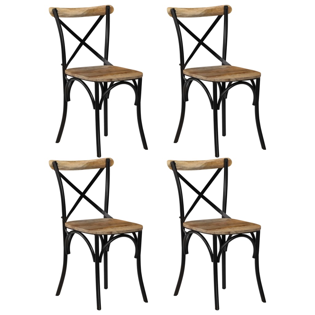 Cadeiras costas em cruz 4 pcs madeira mangueira maciça preto